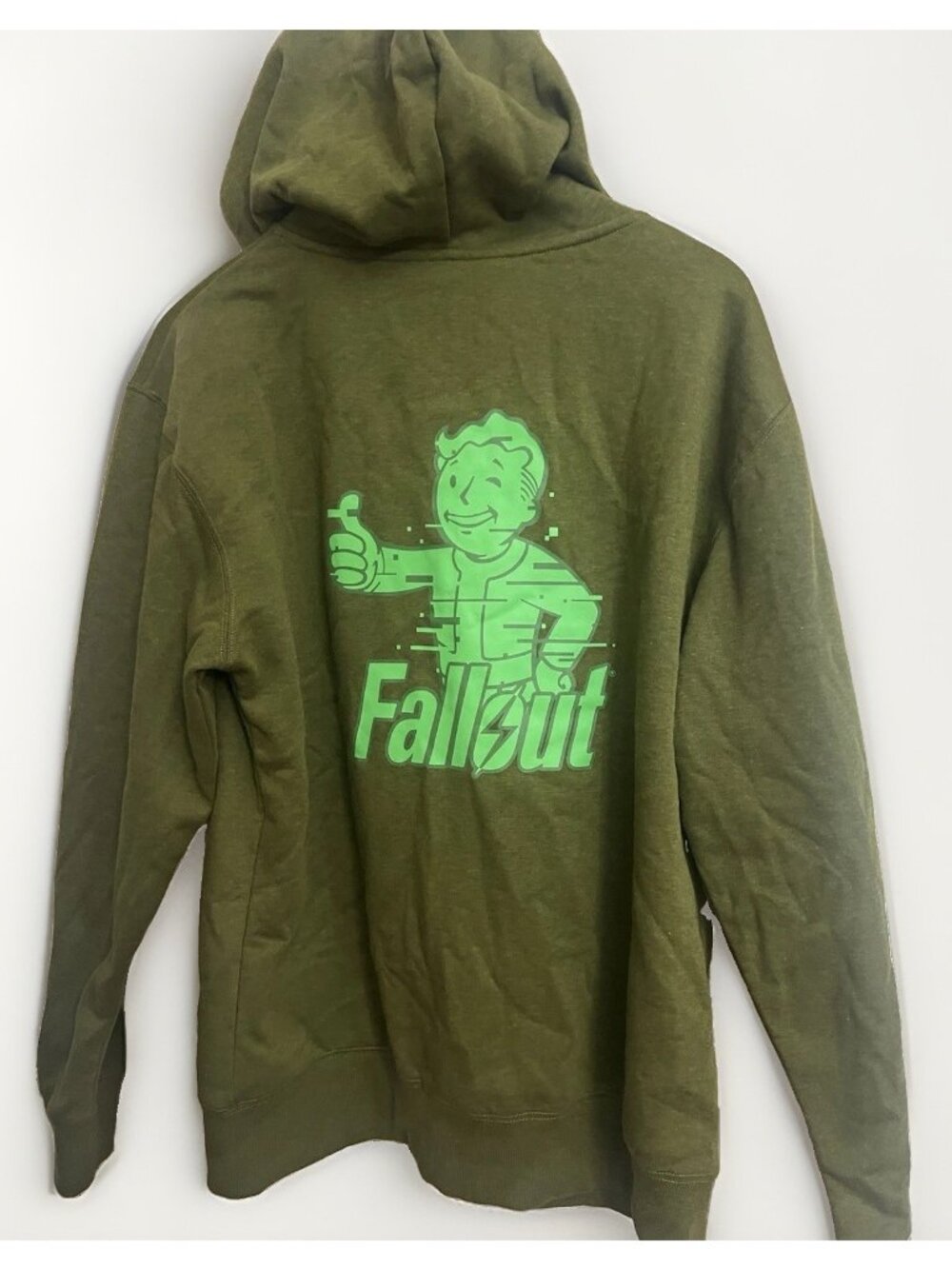 Fallout Analog Pip-Boy Vault-Tec Zip Up Army Green Unisex Hoodie M.      Ee